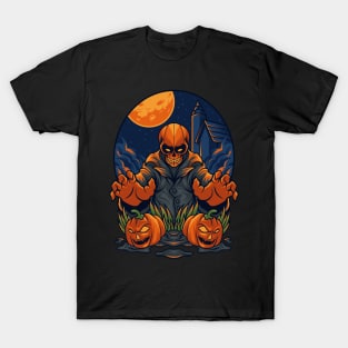 Pumpkin Skelleton Halloween Design T-Shirt